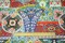 Peach-Teal-Multi Asian Medallion Floral Tile Printed Linen Woven Fabric By the Yard